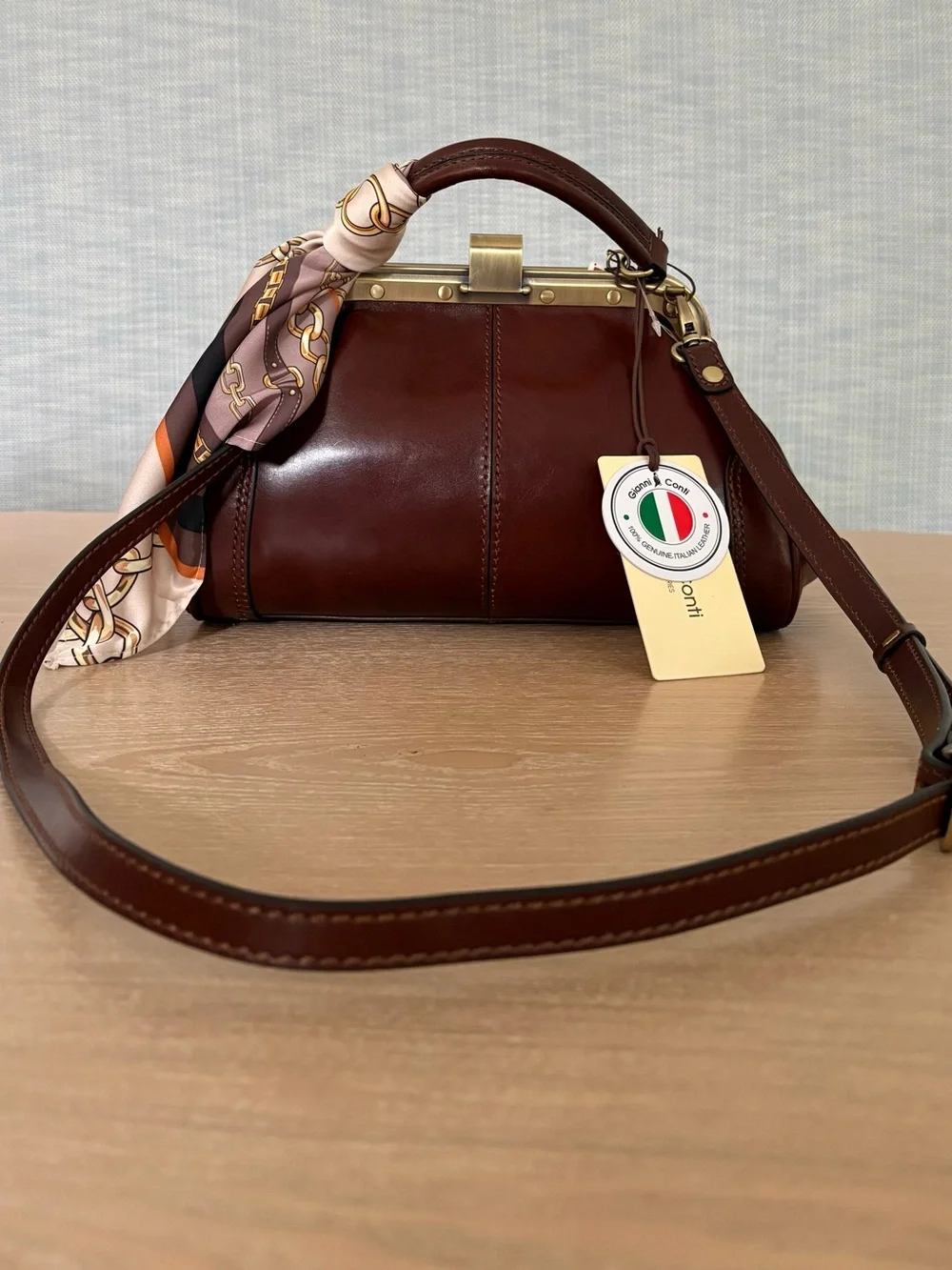NWT Gianni Conti Italian Leather Doctor Bag Satchel Crossbody Purse W/ Dustbag
